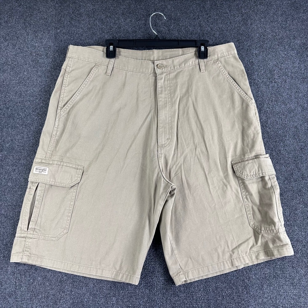 Wrangler Cargo Shorts Mens 38 Tan Khaki Cotton Twill Outdoor Casual Utility